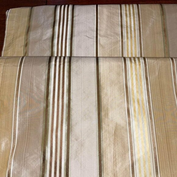 4 Linen & Things 40W x 94L 100% Silk Stripes Dupioni Rod Pocketed Drapery Panels - Picture 3 of 4